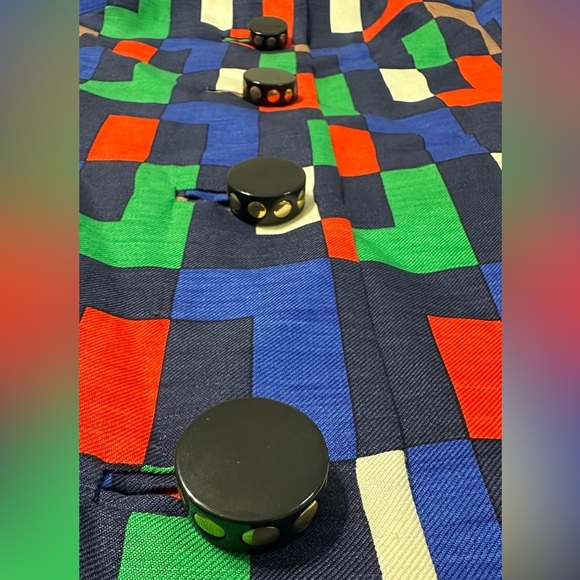 Milly of New York Silk Blend Colorful Block Pattern Trench Coat/Dress - Picture 15 of 16